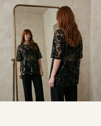 Alya Floral Sequin Top
