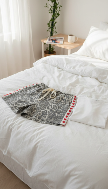 Heart & Leopard Racer Shorts